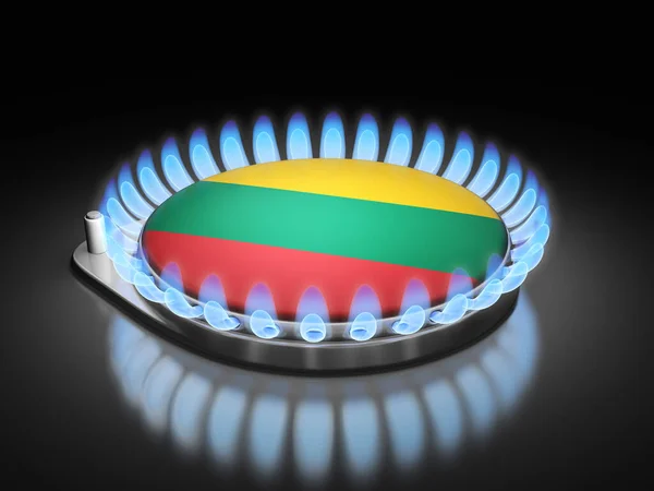 Gas Burner Flame Lithuanian Flag Black Stockfoto