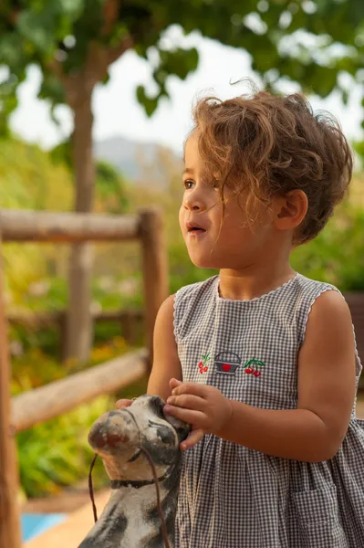 Ejoying with an old toy — Stock Photo, Image