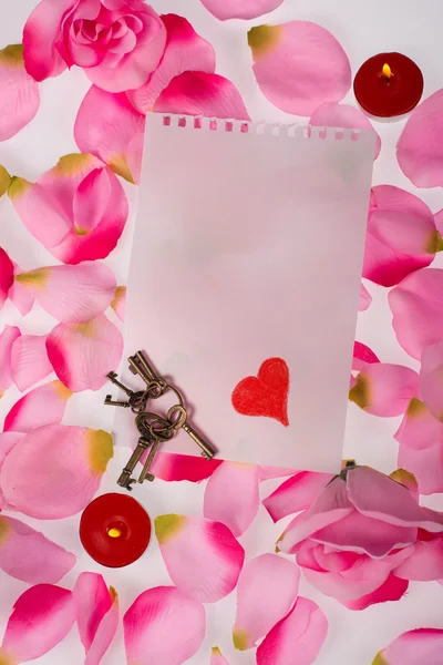 Valentines note with keys — Stock Photo, Image