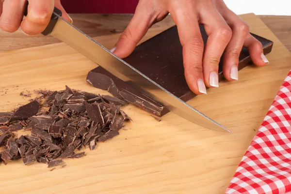 Chopping dark chocolate