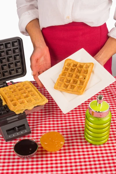 Pronto para comer waffles — Fotografia de Stock