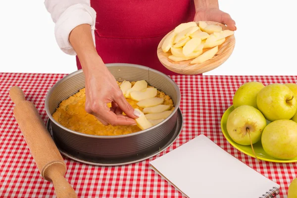 Decorating apple pie — Stock Photo, Image