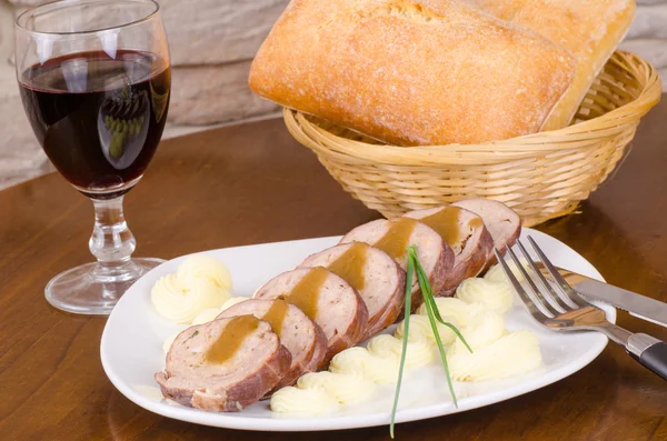Paupiette served with wine — Stock Photo, Image
