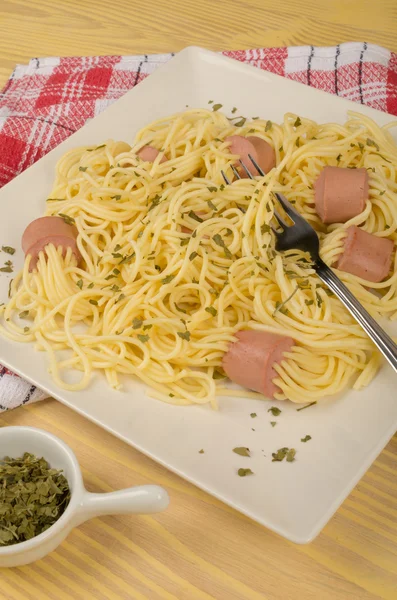 Sausage pasta — Stock Photo, Image