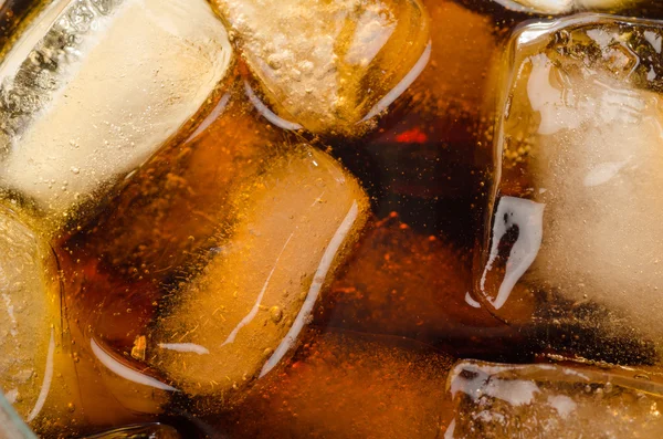 Ice in coke glass — Stock Photo, Image