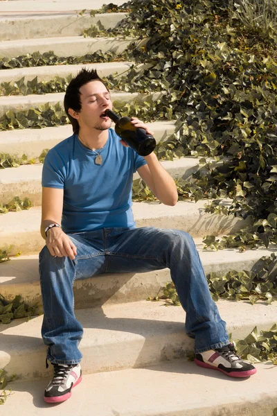 Drinking outdoors — Stock Photo, Image