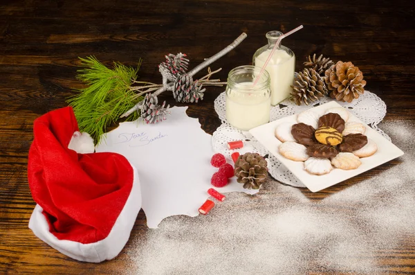 Weihnachtsmann Wunschliste Stillleben — Stockfoto