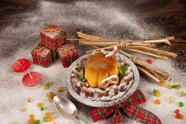 Kerstmis crème caramel — Stockfoto