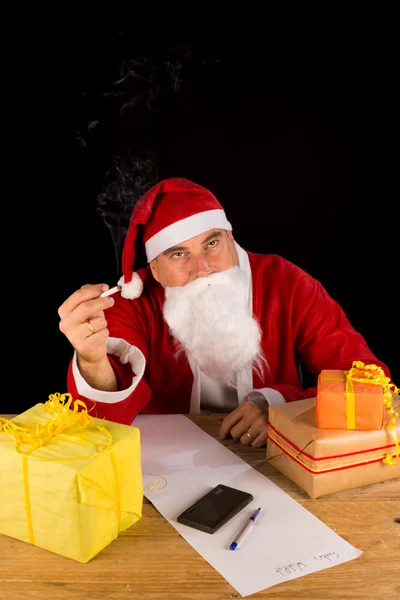 Santa having a fag — Stock Photo, Image