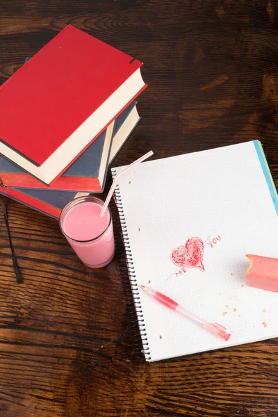 Romantische notebook — Stockfoto