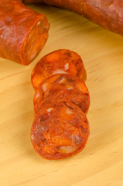 Chorizo-Scheiben — Stockfoto
