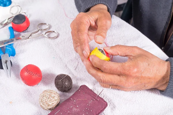 Crafting leather balls — Stock Photo, Image