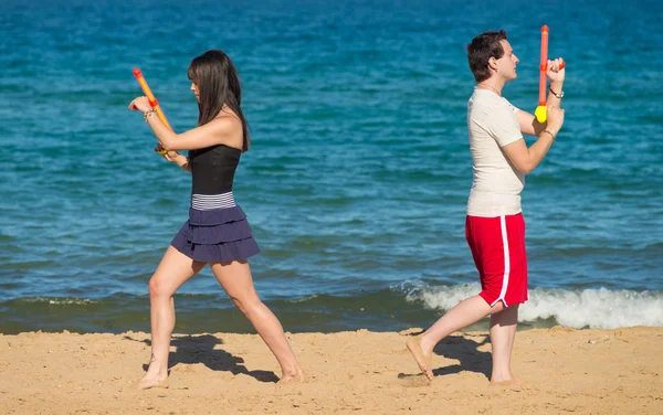 Water gun duel — Stock Photo, Image