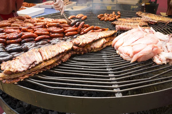 Grilling meat — Stock Photo, Image