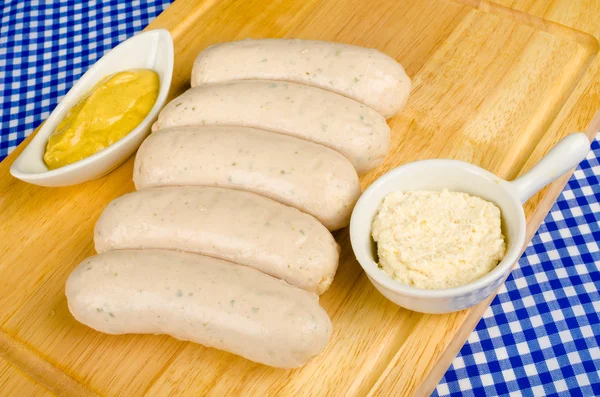 Sausages and sauces — Stock Photo, Image