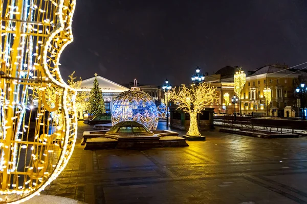 Різдво Новий Рік Москві Новий Рік Манежній Площі — стокове фото