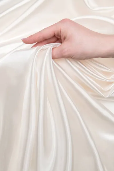 絹織物 真珠組織 クリーム色 — ストック写真
