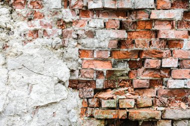 Arka plandaki eski tuğla duvar 