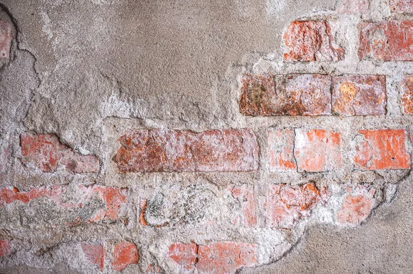 Vecchio Muro Mattoni Con Intonaco Peeling Sfondo Grunge Fotografia Stock