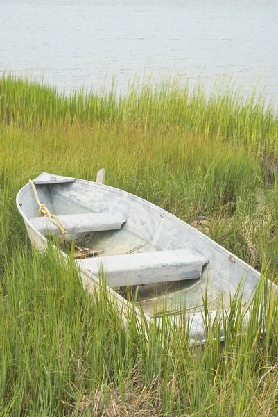 Αλιευτικό σκάφος στο χόρτο — Φωτογραφία Αρχείου