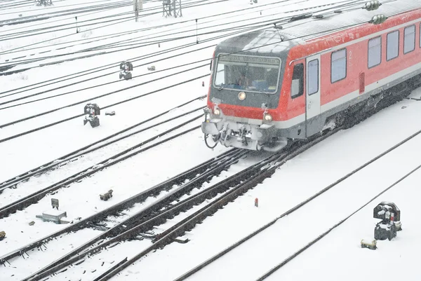 Veřejná doprava v zimě — Stock fotografie