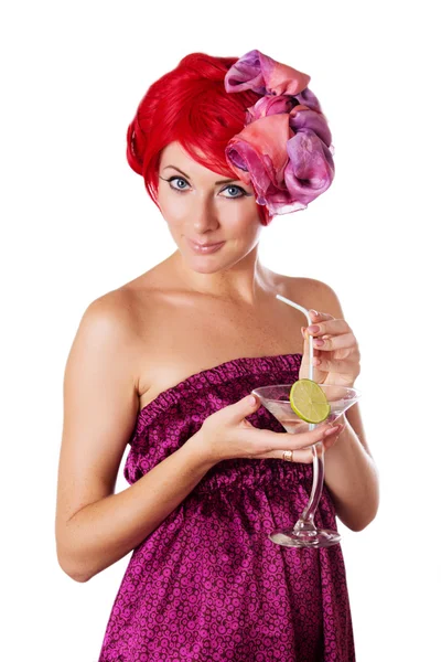 Glamorous woman with cocktail — Stock Photo, Image