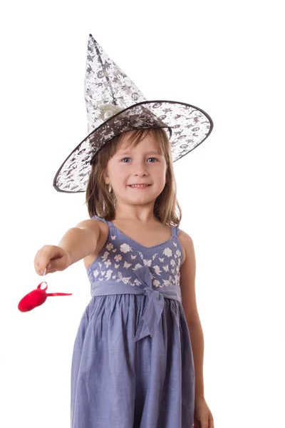 Menina fazendo magia com varinha — Fotografia de Stock