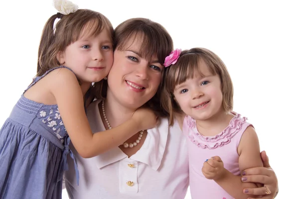 Mère heureuse avec deux petites filles — Photo