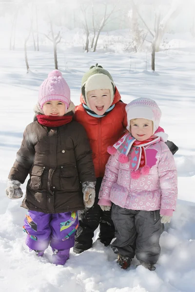 Bambini felici che si divertono in inverno — Foto Stock