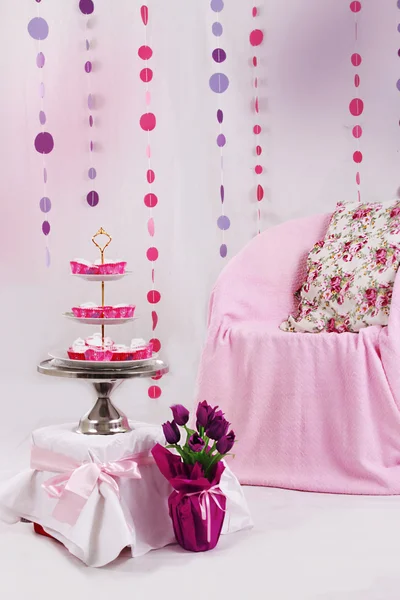 Pink baby shower decor — Stock Photo, Image