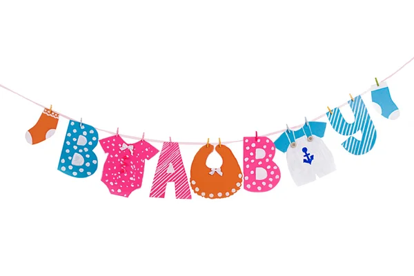 Girlande mit Stoff- und Buchstabenelementen für die Babydusche — Stockfoto