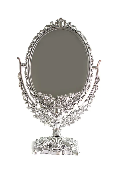 Antieke zilveren spiegel geïsoleerd — Stockfoto
