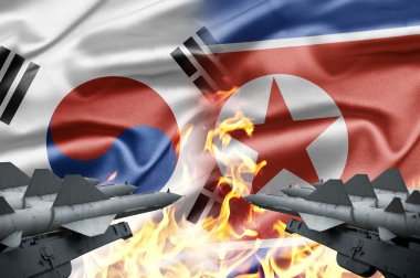 The confrontation between South Korea and North Korea clipart