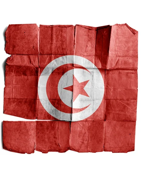 Tunisian Flag on old paper. — Stock Photo, Image