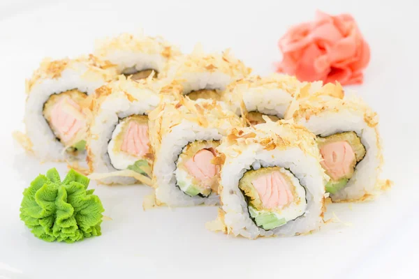 Japanese cuisine - sushi and rolls Royalty Free Stock Photos