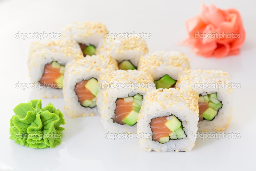 Japanese cuisine - sushi and rolls