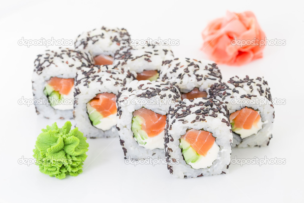 Japanese cuisine - sushi and rolls