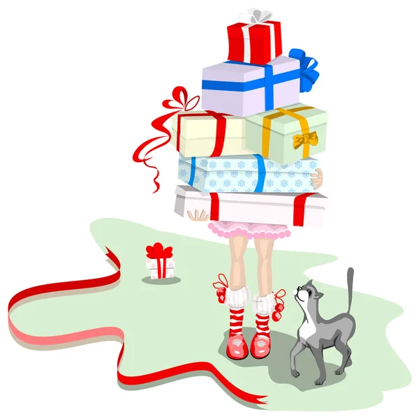 Девушка с подарками — стоковый вектор