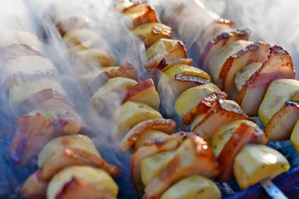 Delicious Kebab Potatoes Lard — Stock Photo, Image