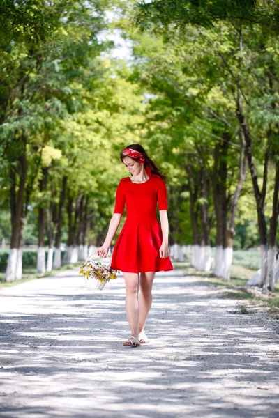 Mujer caminando por el bosque —  Fotos de Stock