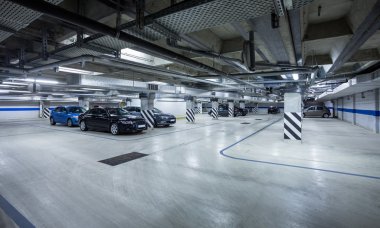 Parking garage, underground interior clipart
