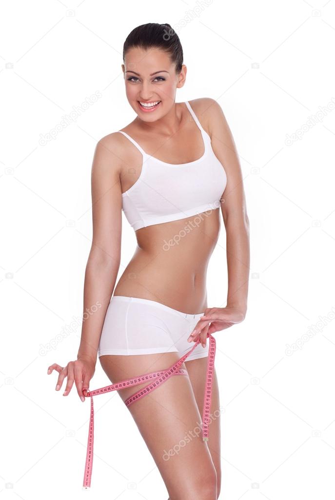 Happiness woman with measure tape