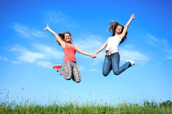 Jumping girls — Stock Photo, Image