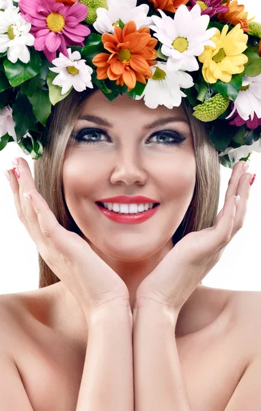 Beautiful woman with flower wreath Royalty Free Stock Photos