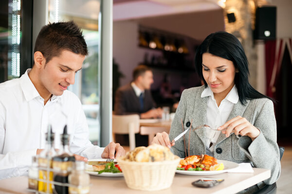 Business couple on lunch