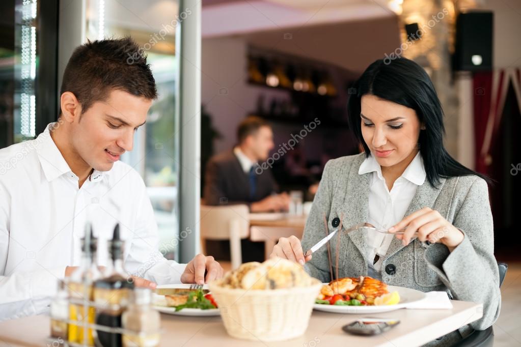 Business couple on lunch