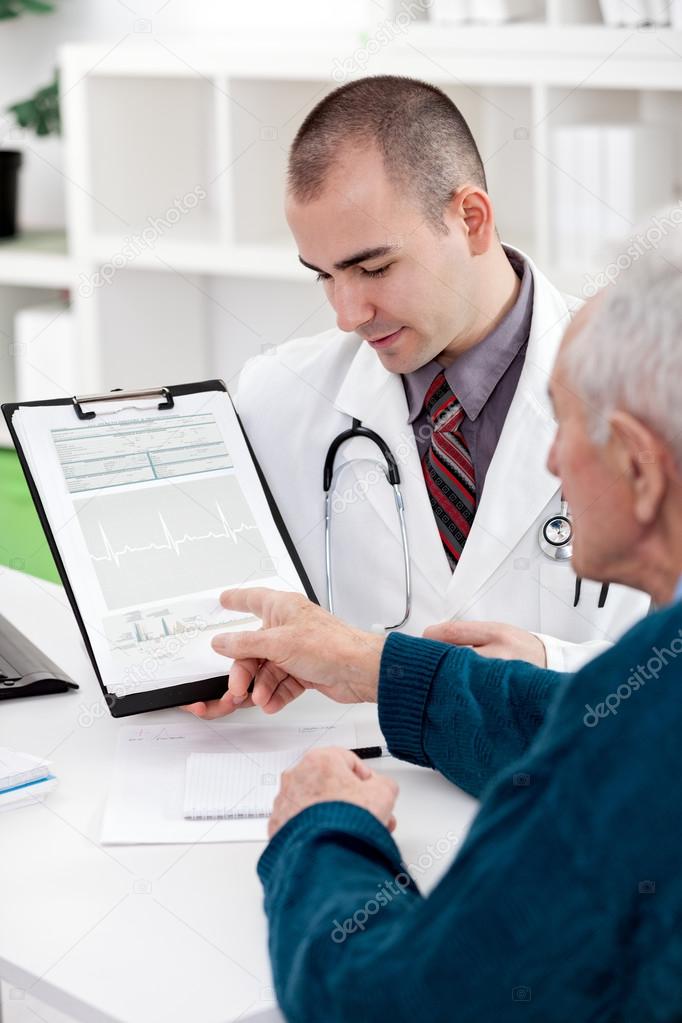 Patient consulting with doctor