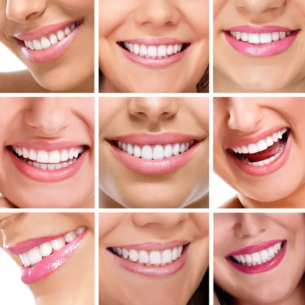 Zęby kolaż uśmiechy ludzi — Zdjęcie stockowe