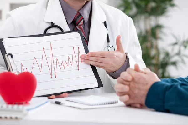 Cardiolog care arată rezultatele EKG — Fotografie, imagine de stoc
