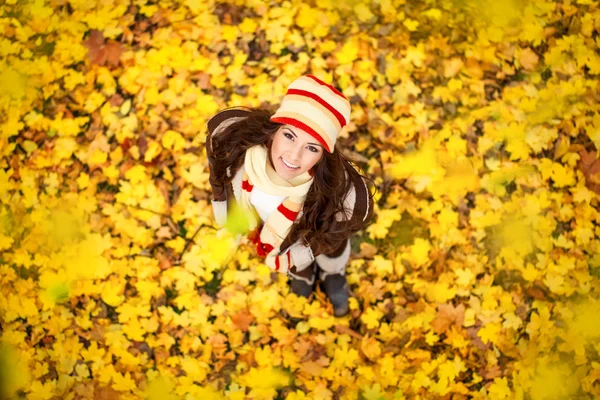 Entzückende Frau im herbstlichen Park — Stockfoto